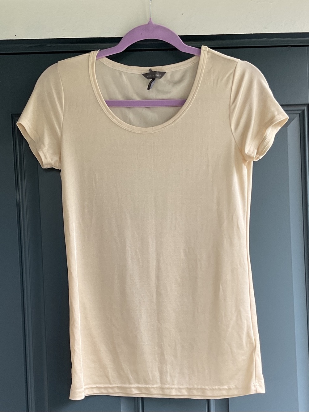 Everyday Scoop Neck Tee in Light Yellow, Size S
